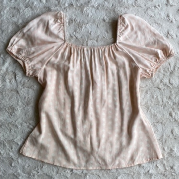 Pink Polka Dot Puff Sleeve Wrap Top - Picture 8 of 8